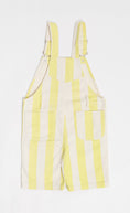 Load image into Gallery viewer, Kids Yellow And White Stripe Cotton Short Dungarees