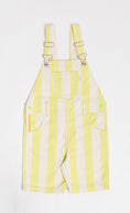 Load image into Gallery viewer, Kids Yellow And White Stripe Cotton Short Dungarees