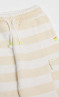 Load image into Gallery viewer, Kids Beige Striped Cotton Cargo Joggers