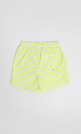 Load image into Gallery viewer, Kids Bright Yellow And White Striped Swimshorts