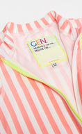 Load image into Gallery viewer, Kids Bright Coral and White Stripe One-Piece Sunsafe Swimsuit