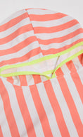 Load image into Gallery viewer, Kids Coral And White Stripe Hooded Poncho With Front Pocket