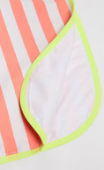 Load image into Gallery viewer, Kids Coral And White Stripe Hooded Poncho With Front Pocket