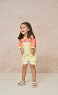 Load image into Gallery viewer, Kids Yellow And White Stripe Cotton Short Dungarees