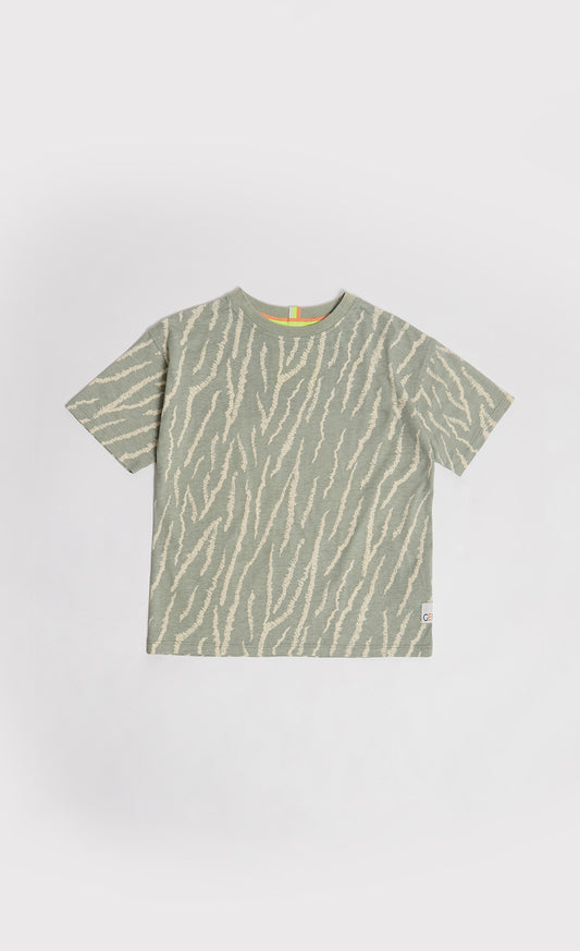 A Lightweight Tiger Stripe Print Oversized Tee