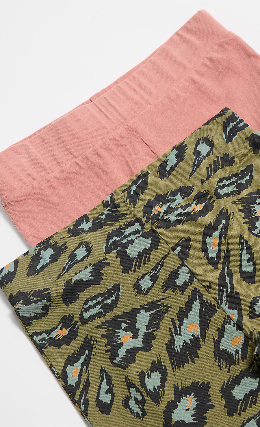 2 Pack Khaki Leopard Print And Pink Leggings