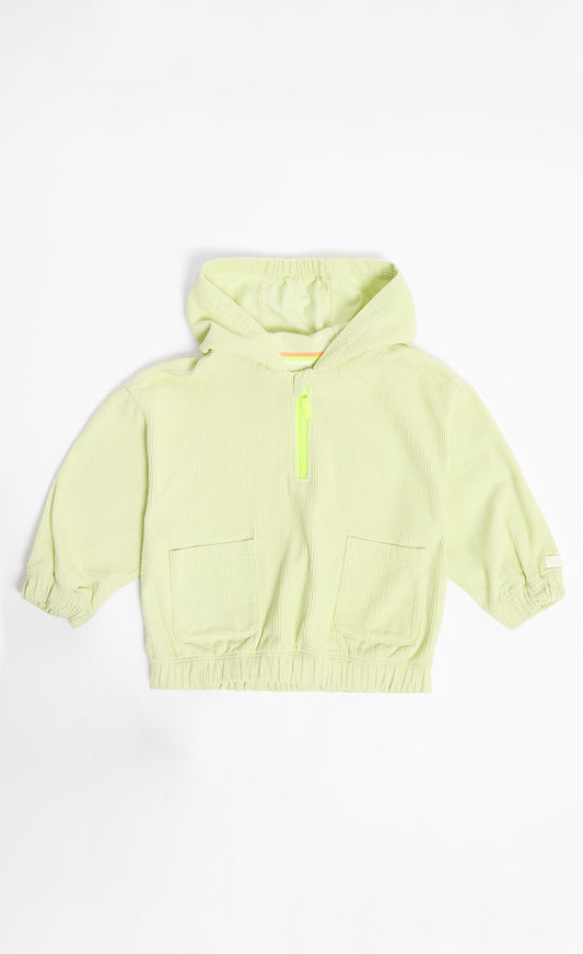 Green Corduroy Pop-Over Hoodie