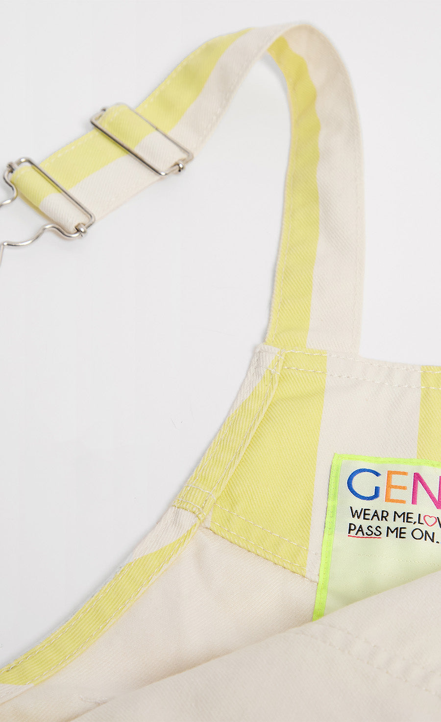 Bright Yellow And White Stripe Cotton Short Dungarees