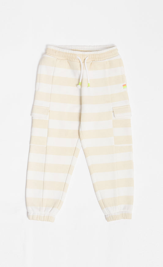 Beige Stripe Cargo Joggers
