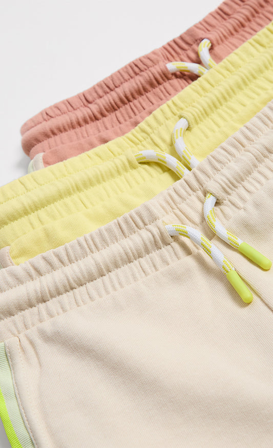 3-Pack Cotton Jersey Shorts In Cameo Brown Muted Grey And Yellow
