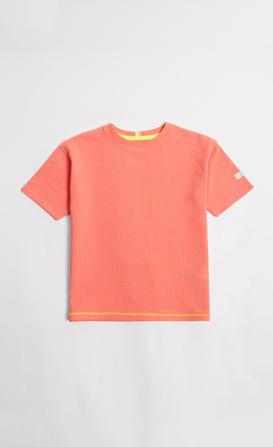 Coral Textured Shorts And T-Shirt Set
