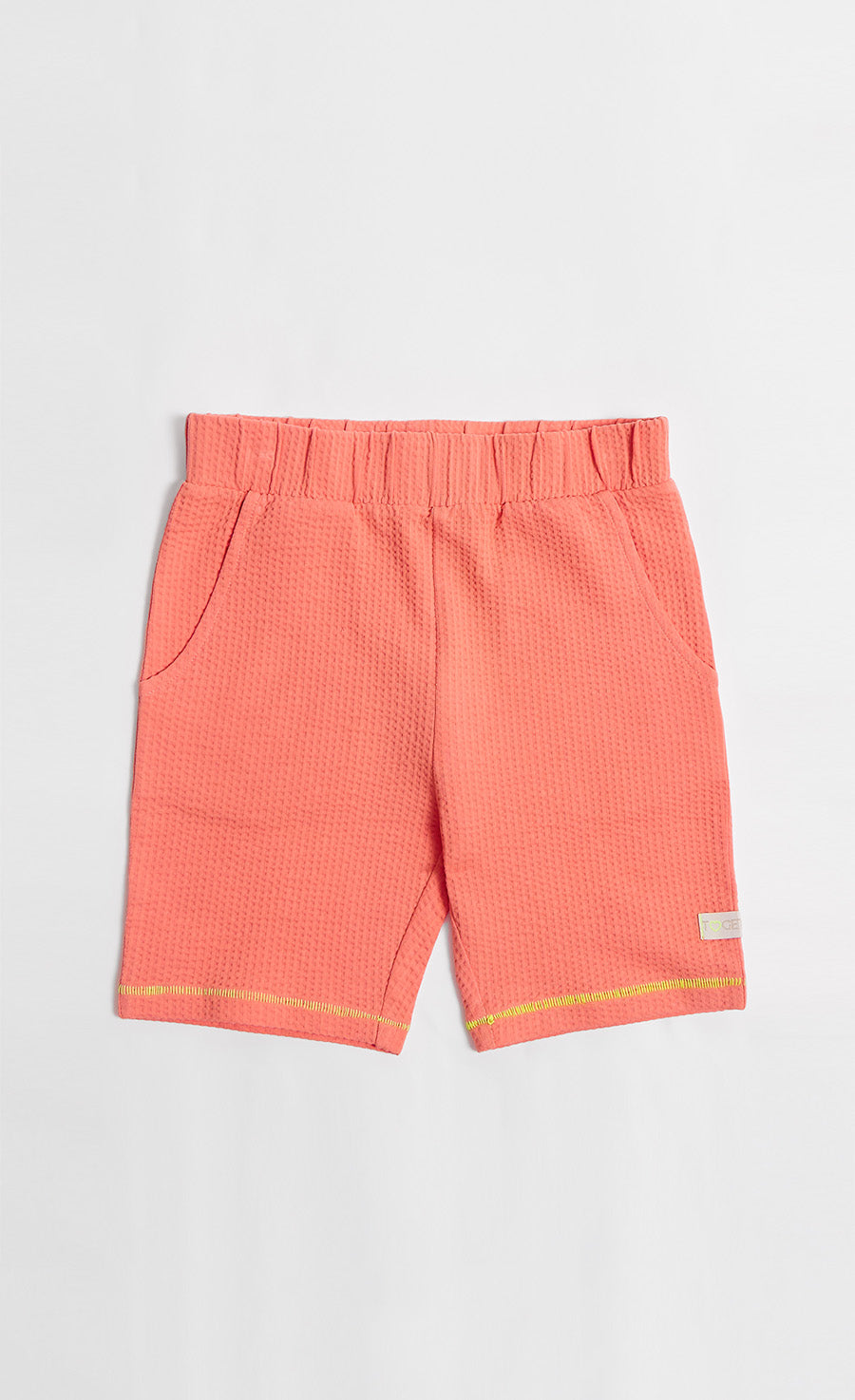 Coral Textured Shorts And T-Shirt Set