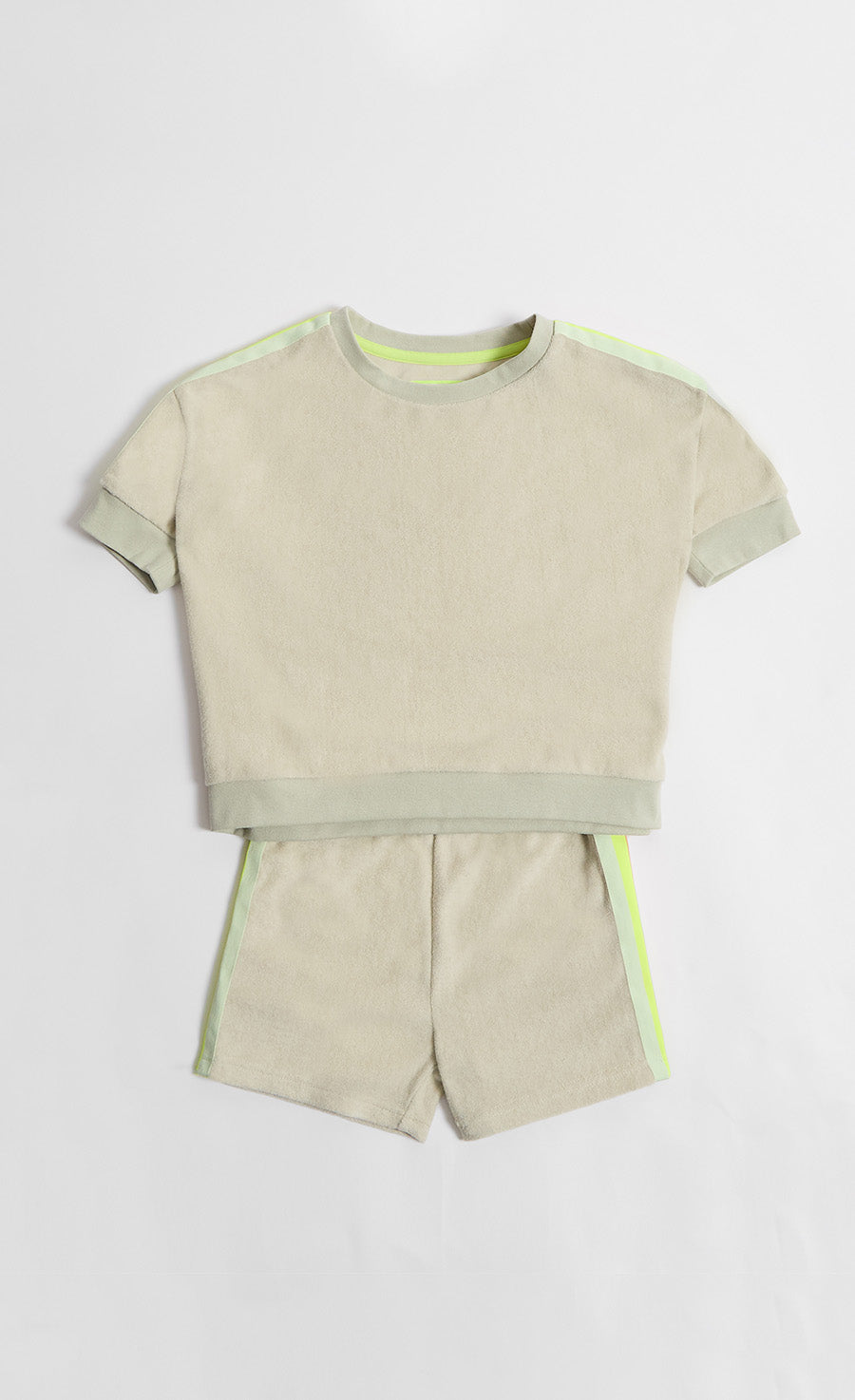 Soft Toweling Top And Shorts Set In Muted Grey