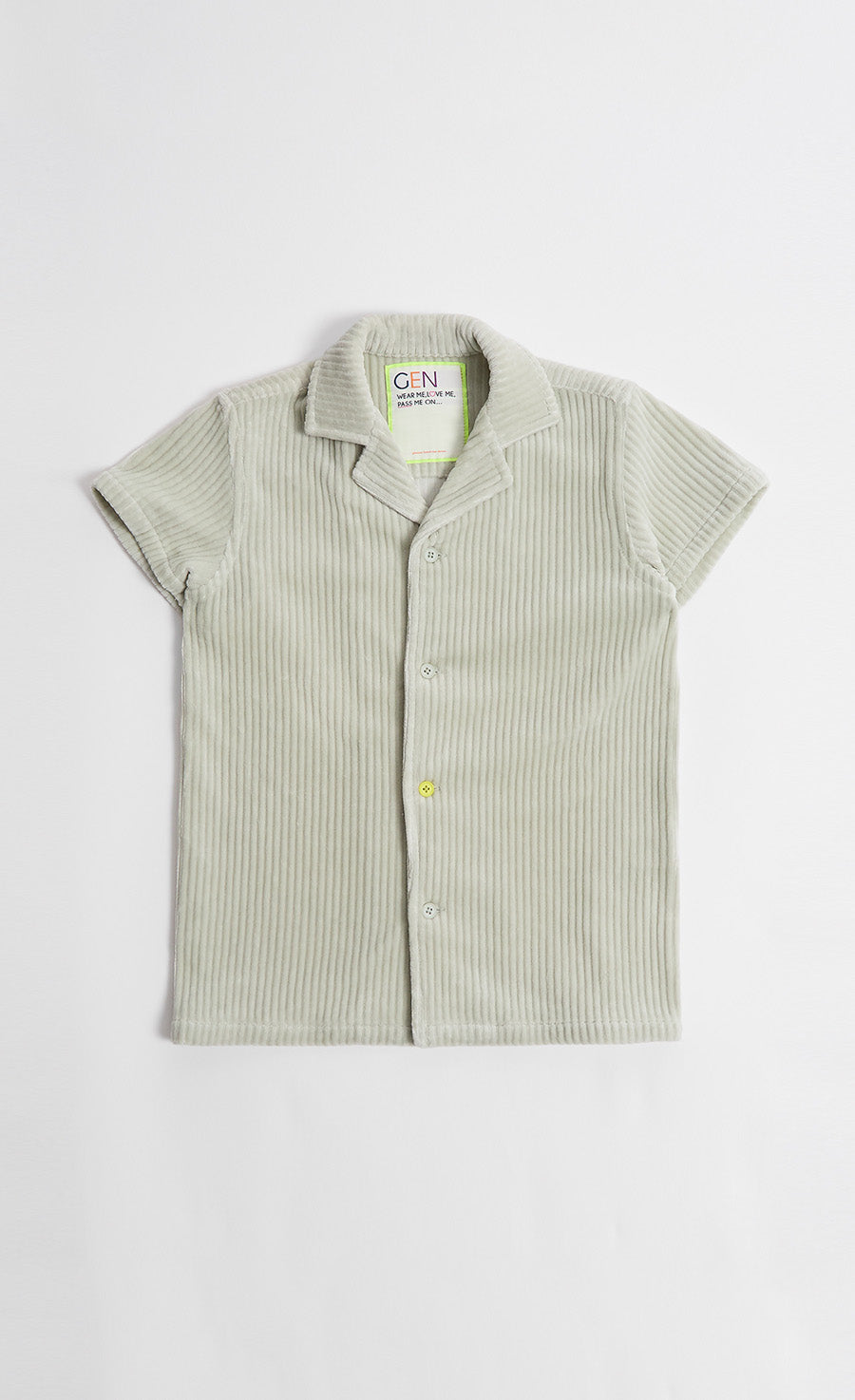 Ribbed Velour Shirt & Shorts Set In Green