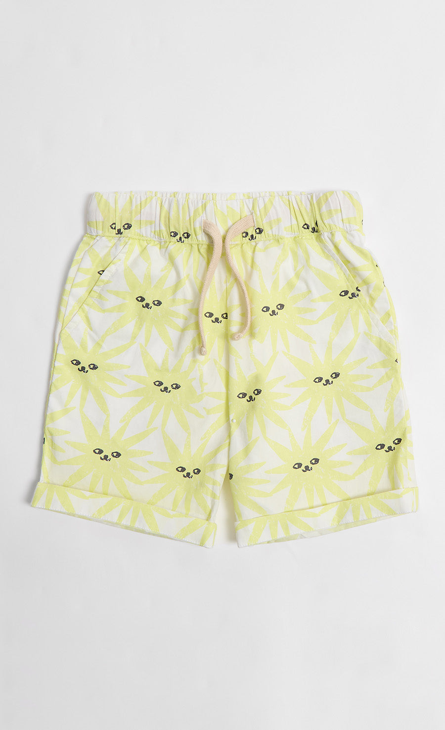 Sun Print And Bright Yellow Colour Shirt And Shorts Set