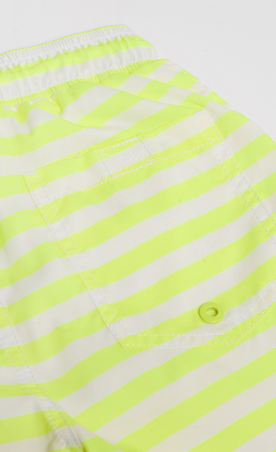 Bright Yellow And White Striped Swimshorts