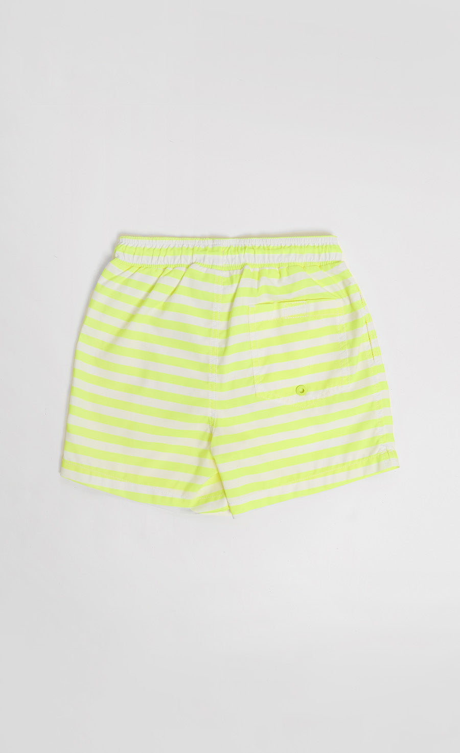 Bright Yellow And White Striped Swimshorts