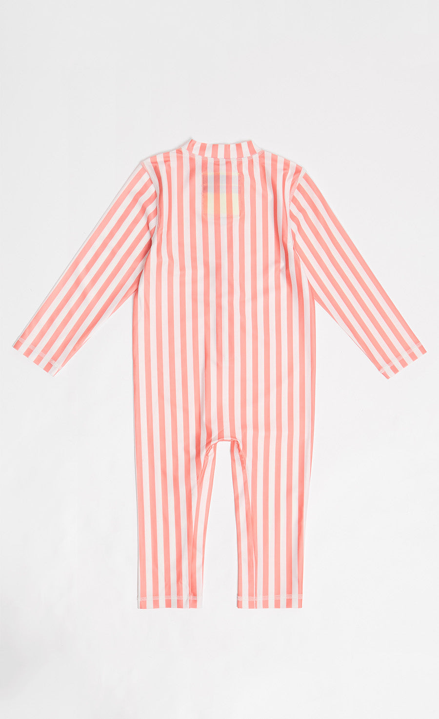 Bright Coral And White Stripe One-Piece Sunsafe Swimsuit