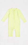 Load image into Gallery viewer, Bright Yellow And White Stripe One-Piece Sunsafe Swimsuit
