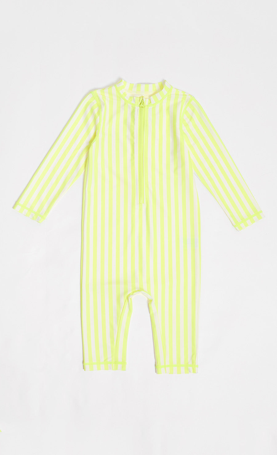 Bright Yellow And White Stripe One-Piece Sunsafe Swimsuit
