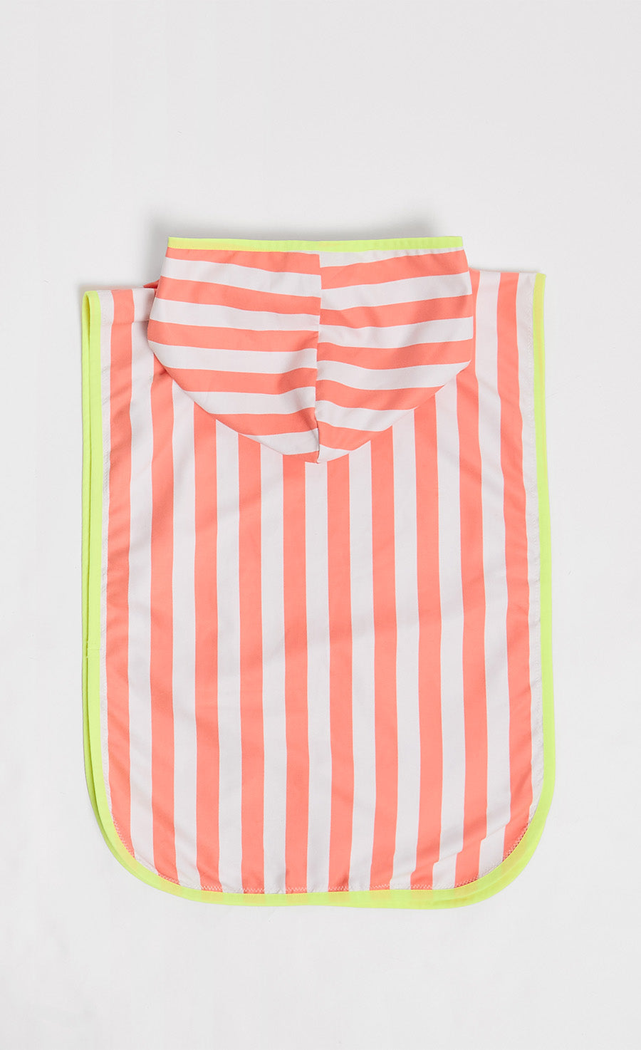 Bright Coral And White Stripe Poncho With Front Pocket