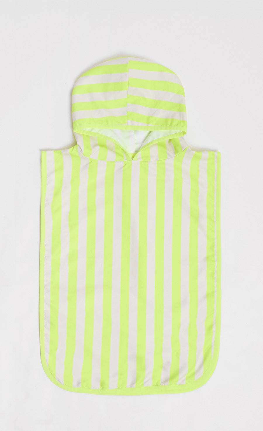 Bright Yellow And White Stripe Poncho With Front Pocket