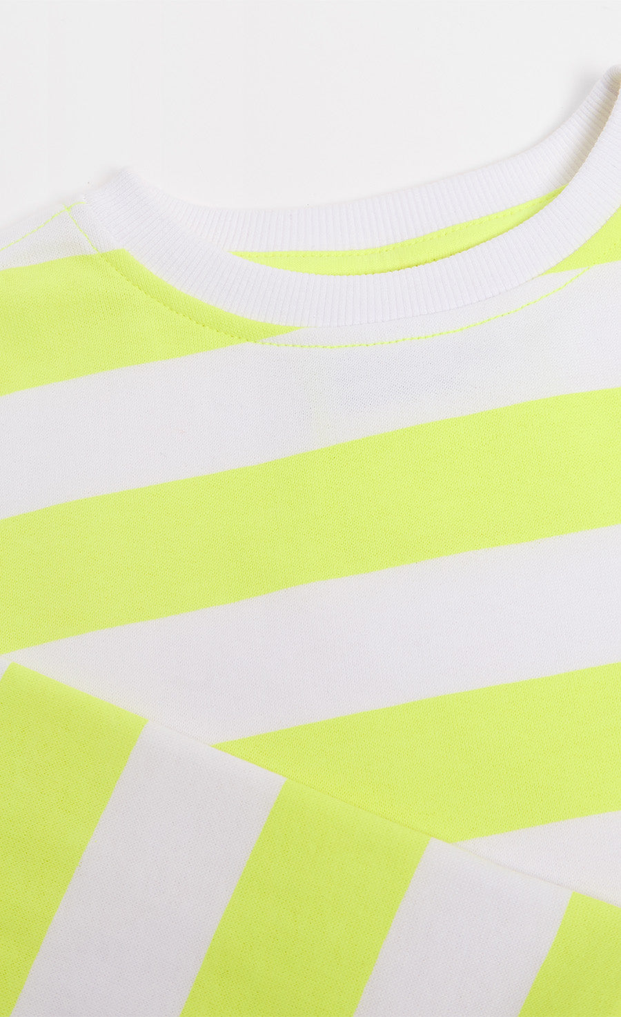 Bright Yellow And White Stripe Crew Sweatshirt