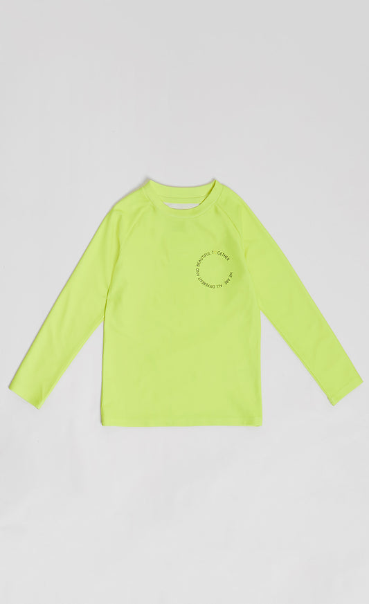 Bright Yellow Slogan Rash Vest