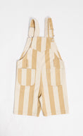 Load image into Gallery viewer, Light Beige And White Stripe Cotton Short Dungarees
