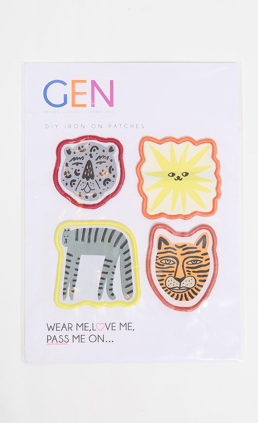 Pack Of 4 Iron-On Animal Character Patches