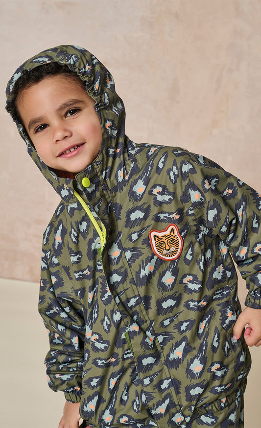 Leopard Spot Printed Shower-Resistant Jacket