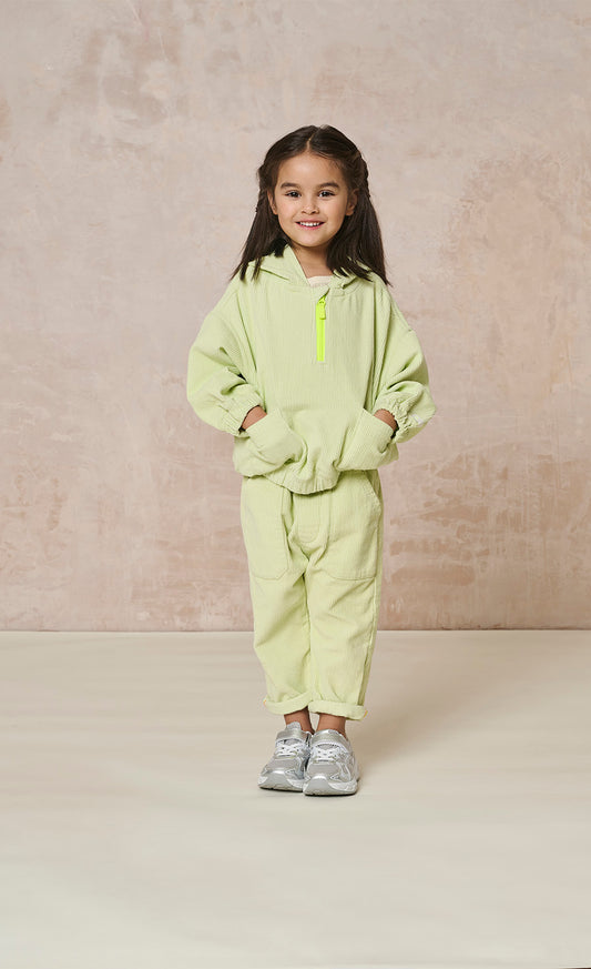 Green Corduroy Pop-Over Hoodie