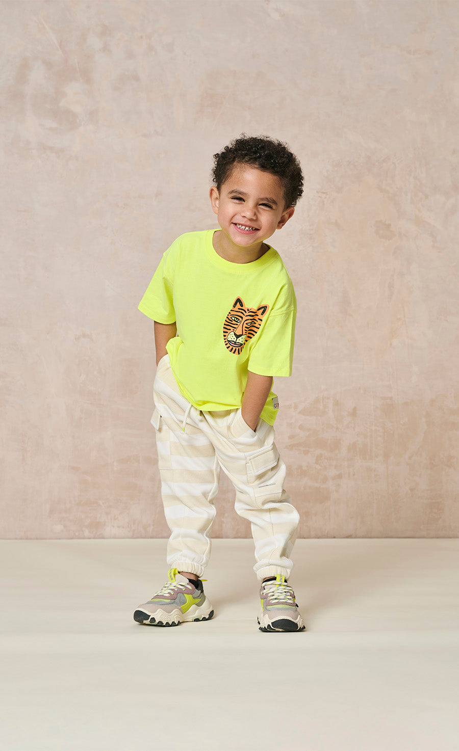 Beige Stripe Cargo Joggers