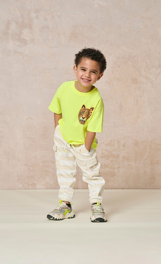 Beige Stripe Cargo Joggers